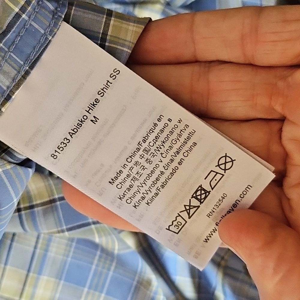 Fjallraven Mens Abisko Hiking SS Shirt Blue Plaid Size M - Picture 10 of 10